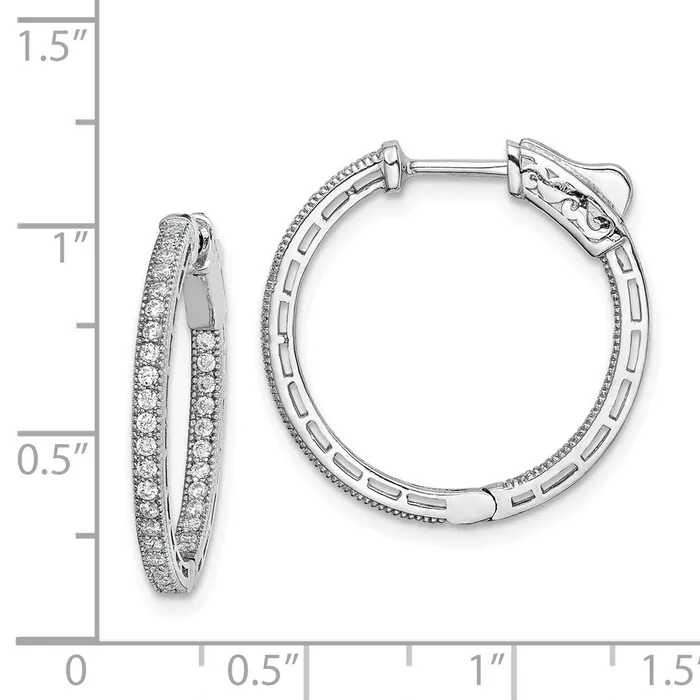 WB Choice Jewelry Sterling Silver Rhodiumplated CZ In and Out Hoop EarringsWBCQE11072 Earrings WB Choice Jewelry Sterling Silver Rhodiumplated CZ In and Out Hoop EarringsWBCQE11072 Earrings