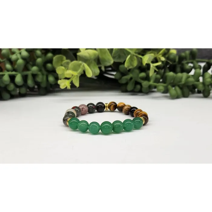 Abundance Bracelet Green Jade Tigers Eye Bloodstone 8mm Gemstone Beads LV3998 Bliss Crystals Bracelets