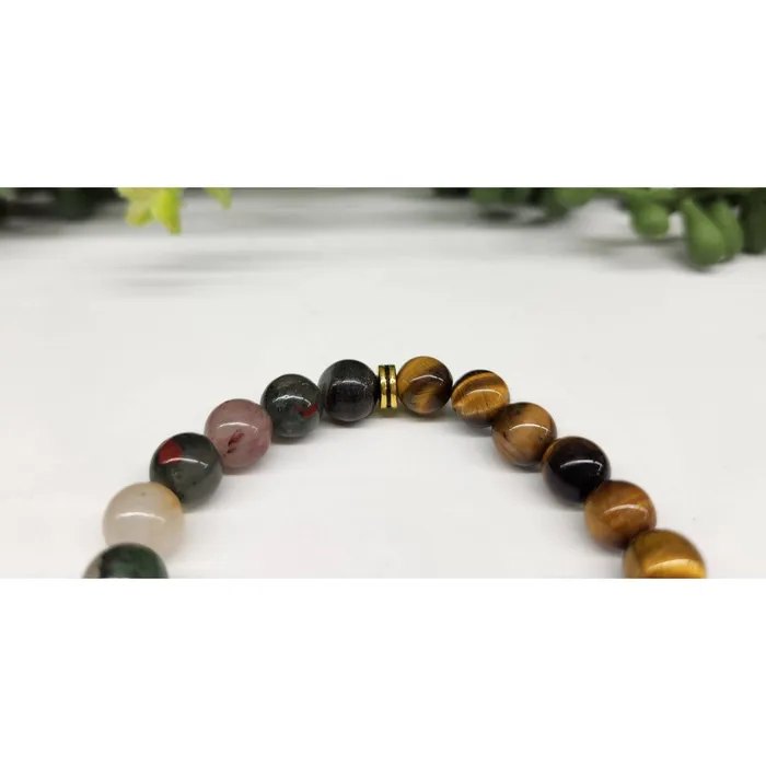 Abundance Bracelet Green Jade Tigers Eye Bloodstone 8mm Gemstone Beads LV3998 Bliss Crystals Bracelets