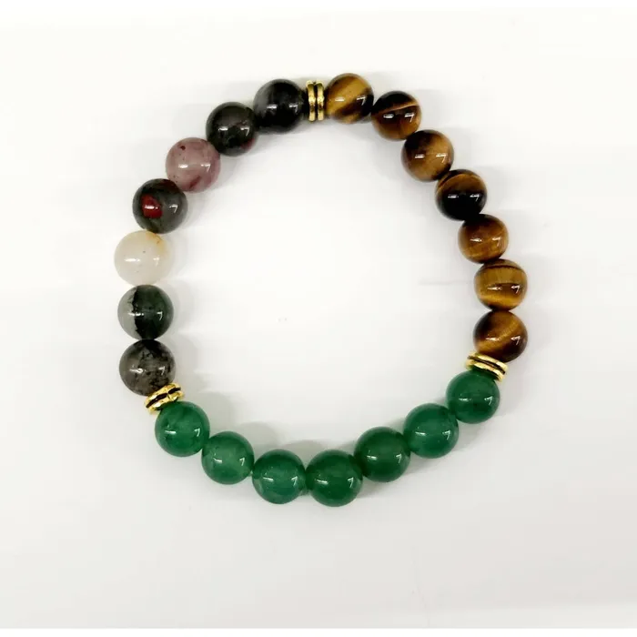 Abundance Bracelet Green Jade Tigers Eye Bloodstone 8mm Gemstone Beads LV3998 Bliss Crystals Bracelets