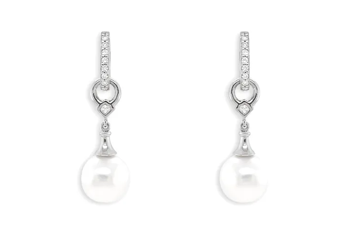 Albert Hern Earrings Earrings 18kt Gold Detachable Pearls Diamonds Drop