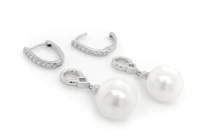 Albert Hern Earrings Earrings 18kt Gold Detachable Pearls Diamonds Drop