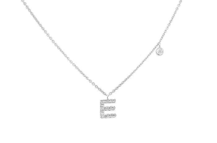 Albert Hern Necklaces Necklace Initial Letter E White Gold with Diamond