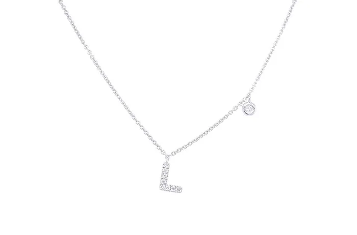 Albert Hern Necklaces Necklace Initial Letter L White Gold with Diamond