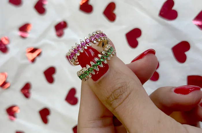Albert Hern Rings Ring 14kt Gold Round Pink Sapphires Diamonds Band Albert Hern Rings Ring 14kt Gold Round Pink Sapphires Diamonds Band