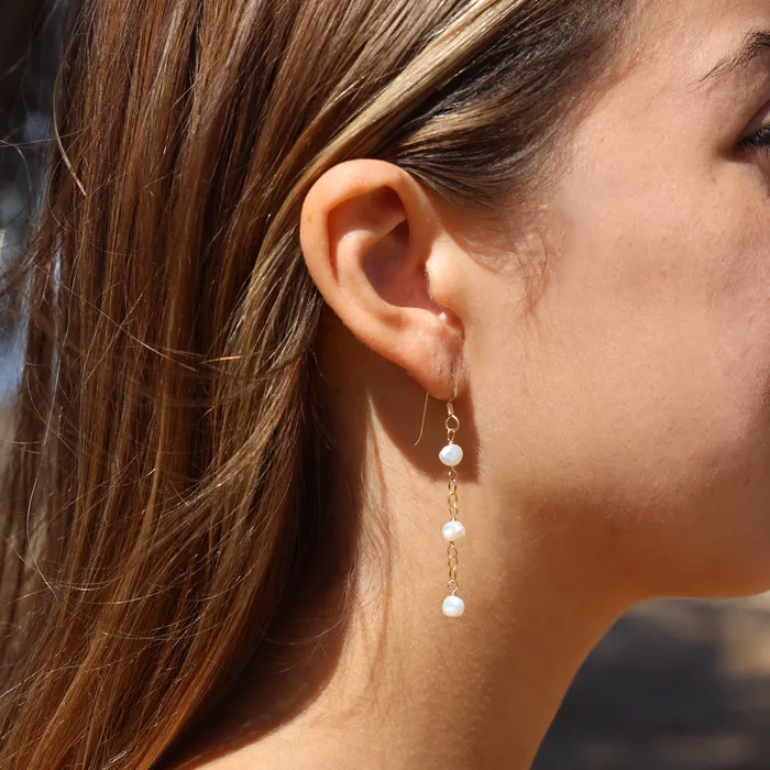 Amelia White Keshi Pearl Earrings MishaHawaii Earrings Amelia White Keshi Pearl Earrings MishaHawaii Earrings