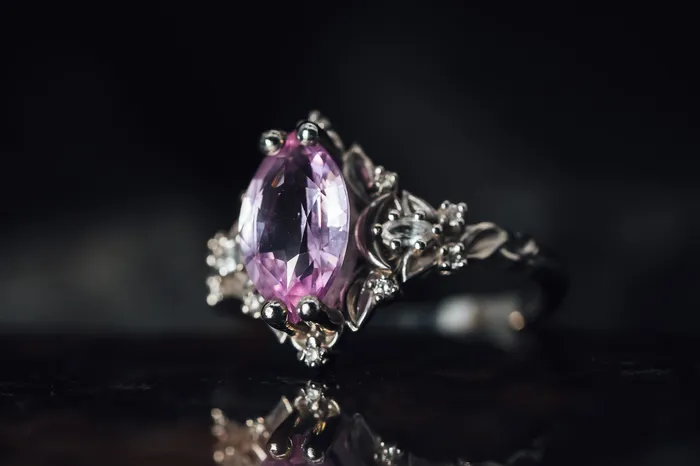 Art FX fine jewelry Rings 14k White Gold Pink Sapphire and Diamond Ring