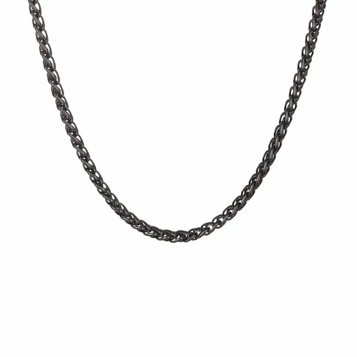 Black Stainless Steel Polished 35 mm Round Wheat Chain INOX JEWELRY Bracelets