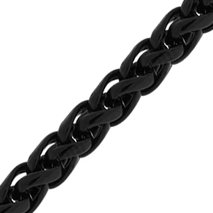 Black Stainless Steel Polished 35 mm Round Wheat Chain INOX JEWELRY Bracelets