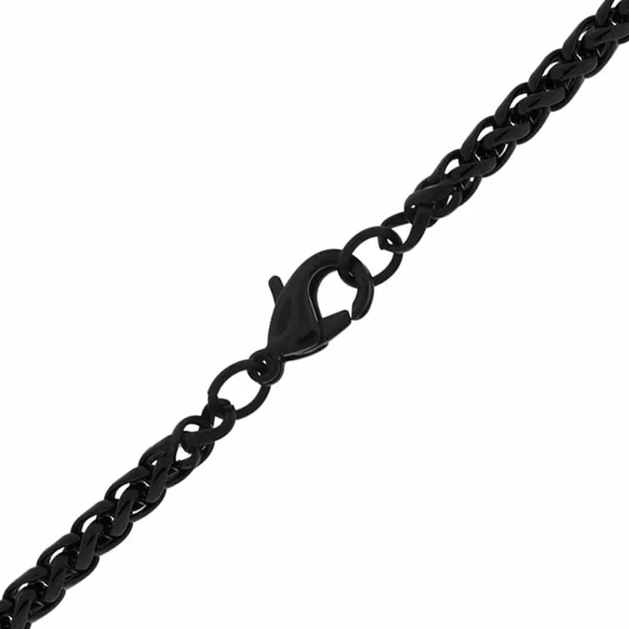 Black Stainless Steel Polished 35 mm Round Wheat Chain INOX JEWELRY Bracelets