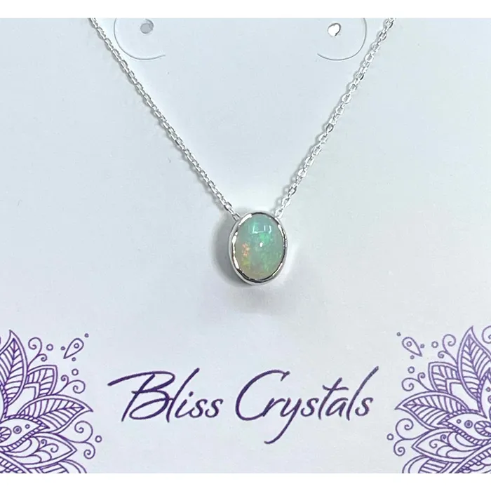 Bliss Crystals Necklaces Ethiopian Opal Sterling Silver Slider Pendant on 1618 Adjustable Chain Necklace SK7302 Bliss Crystals Necklaces Ethiopian Opal Sterling Silver Slider Pendant on 1618 Adjustable Chain Necklace SK7302