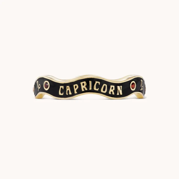 Capricorn Zodiac Enamel Wave Ring III Marlo Laz Rings