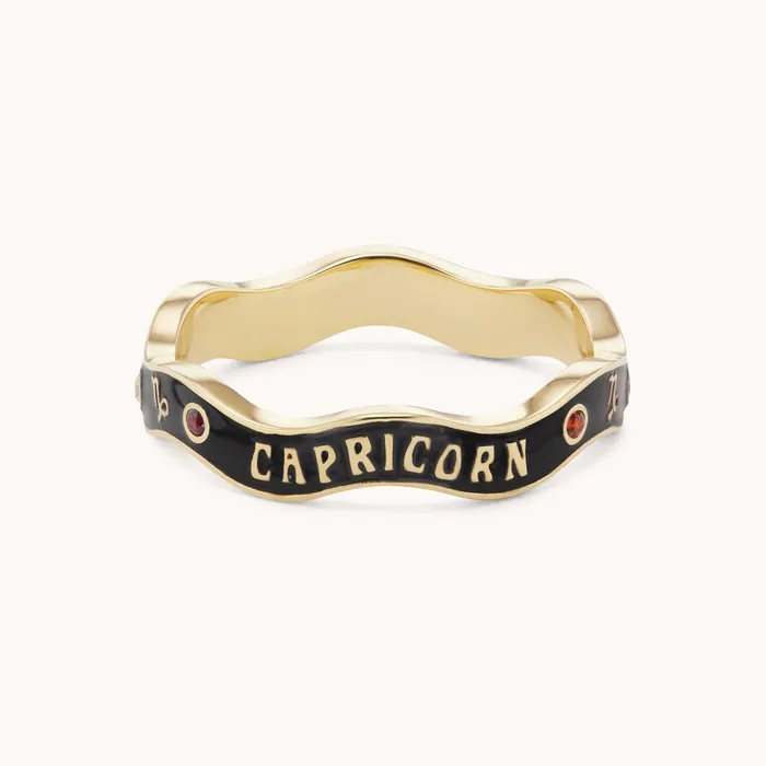 Capricorn Zodiac Enamel Wave Ring III Marlo Laz Rings