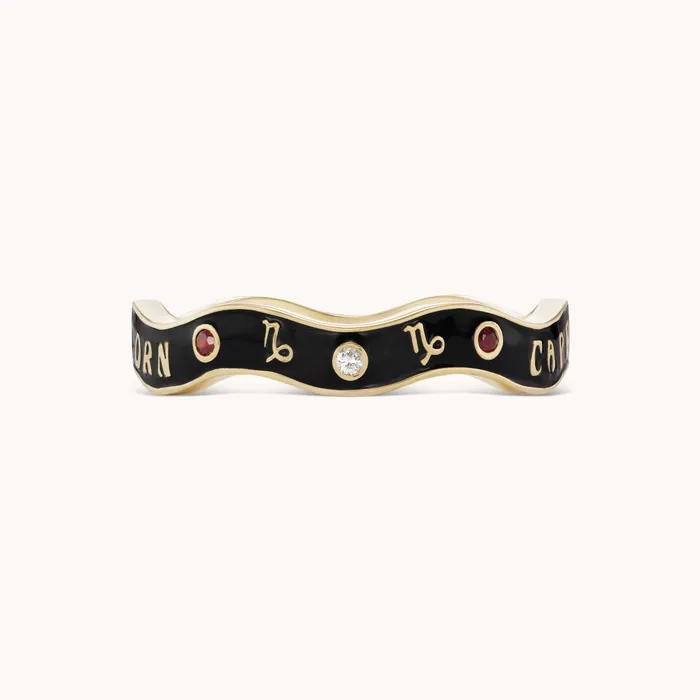 Capricorn Zodiac Enamel Wave Ring III Marlo Laz Rings