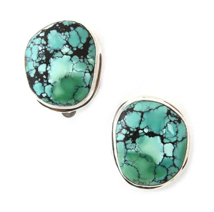 China Mountain Turquoise Clip Earrings Pam Springall Earrings