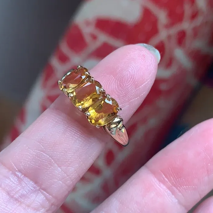Citrine Three Stone Ring 10k Gold Vintage Love Vintage Paris Rings