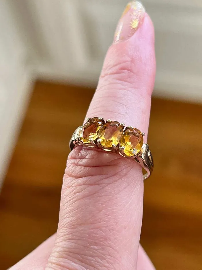 Citrine Three Stone Ring 10k Gold Vintage Love Vintage Paris Rings