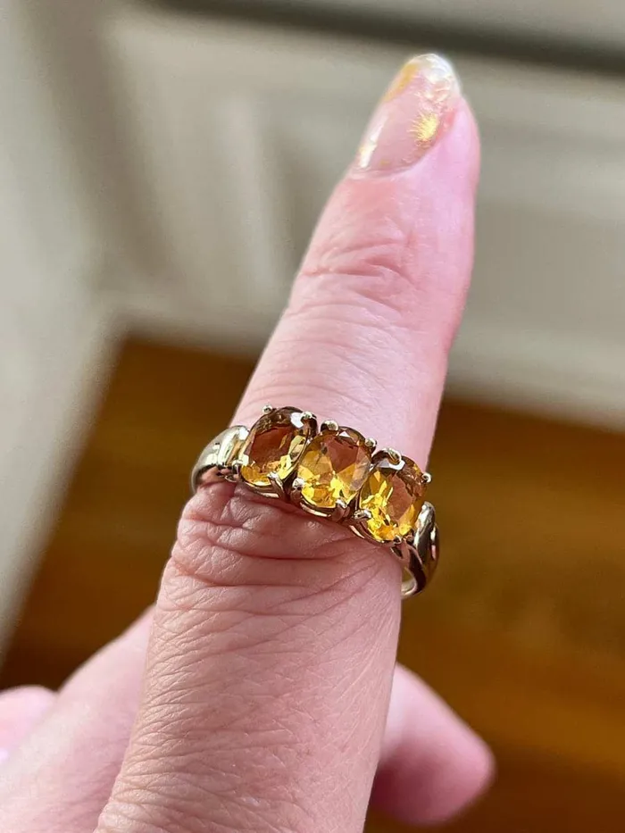 Citrine Three Stone Ring 10k Gold Vintage Love Vintage Paris Rings