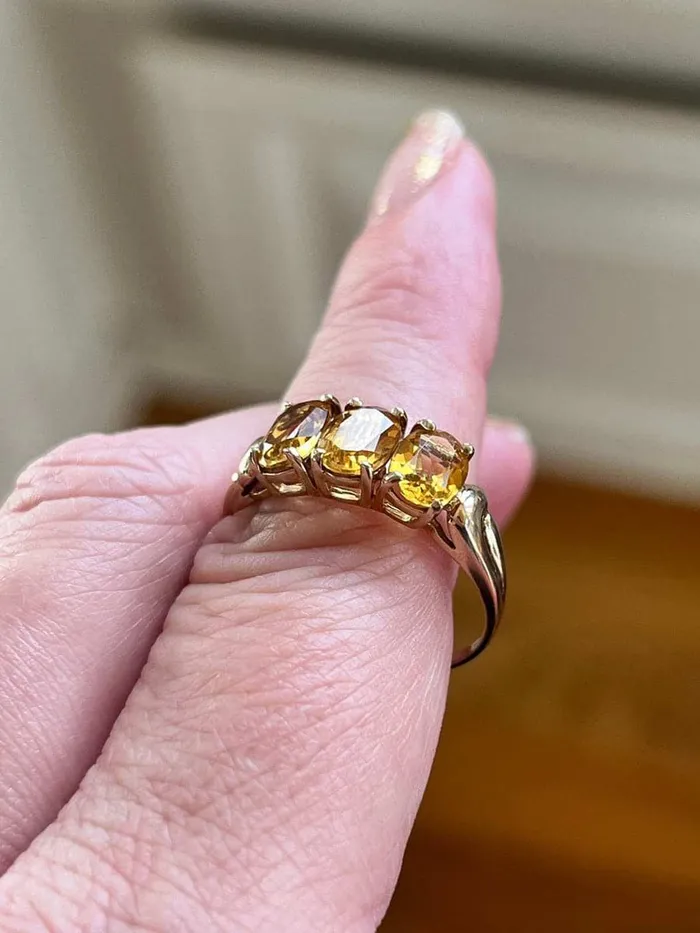 Citrine Three Stone Ring 10k Gold Vintage Love Vintage Paris Rings