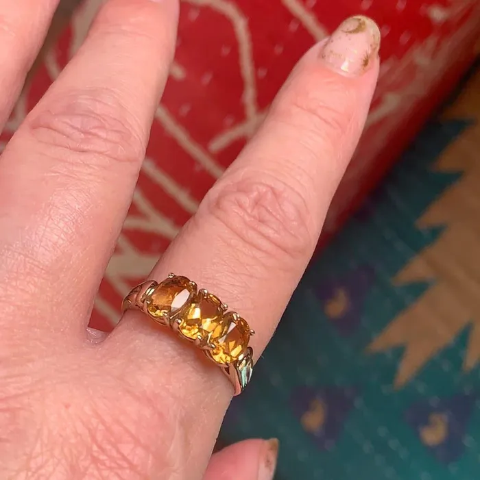 Citrine Three Stone Ring 10k Gold Vintage Love Vintage Paris Rings