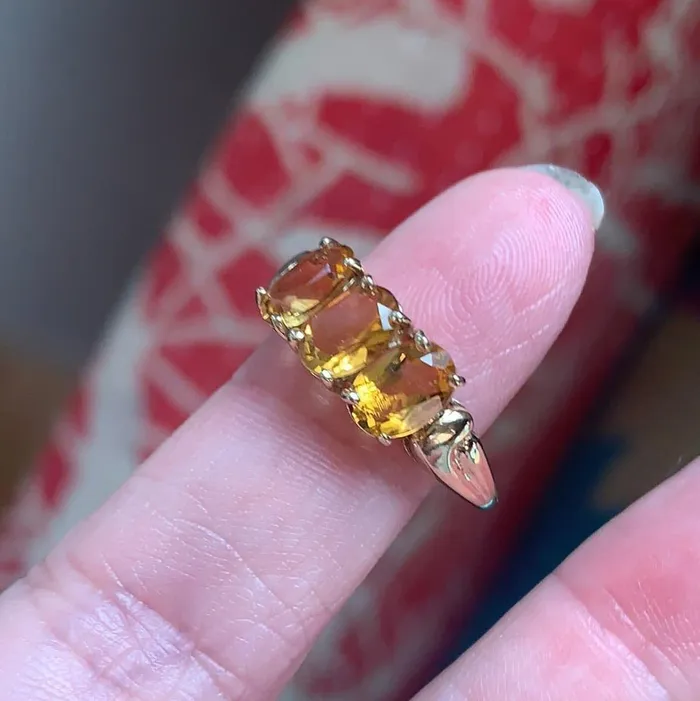Citrine Three Stone Ring 10k Gold Vintage Love Vintage Paris Rings