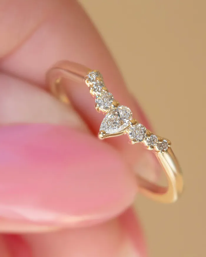 Diamond Contour Wedding Band 14K Gold Albrecht Jewellery Rings