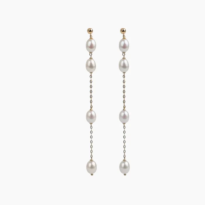 Earrings Clara White Freshwater Pearl Earrings MishaHawaii
