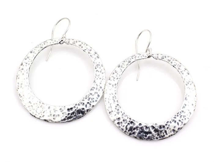 Earrings Pam Springall Large Hammered Circle Earrings