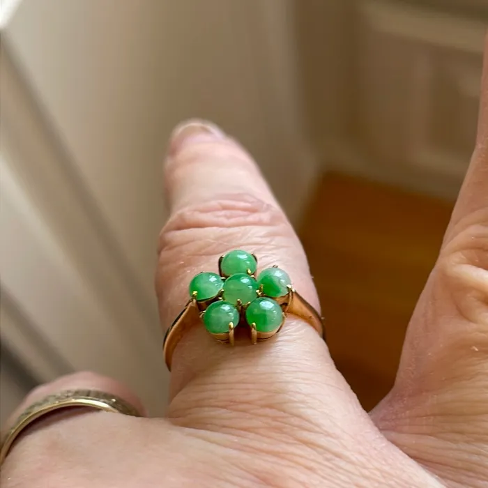 Jade Flower Ring 18k Gold Vintage Vintage Paris Jewelry Rings Jade Flower Ring 18k Gold Vintage Vintage Paris Jewelry Rings