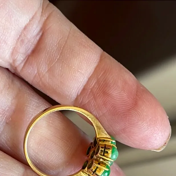 Jade Flower Ring 18k Gold Vintage Vintage Paris Jewelry Rings Jade Flower Ring 18k Gold Vintage Vintage Paris Jewelry Rings