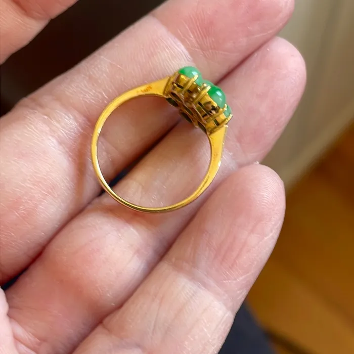 Jade Flower Ring 18k Gold Vintage Vintage Paris Jewelry Rings Jade Flower Ring 18k Gold Vintage Vintage Paris Jewelry Rings