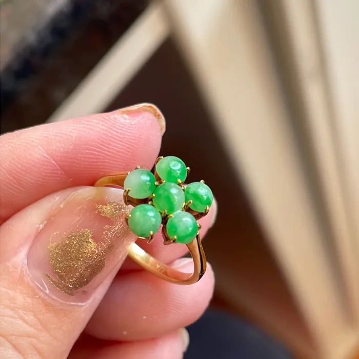 Jade Flower Ring 18k Gold Vintage Vintage Paris Jewelry Rings Jade Flower Ring 18k Gold Vintage Vintage Paris Jewelry Rings
