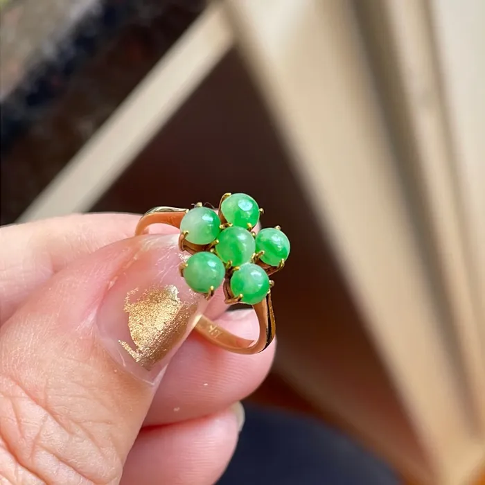 Jade Flower Ring 18k Gold Vintage Vintage Paris Jewelry Rings Jade Flower Ring 18k Gold Vintage Vintage Paris Jewelry Rings