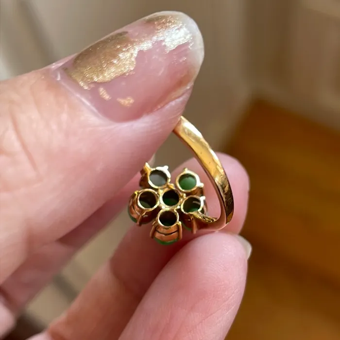 Jade Flower Ring 18k Gold Vintage Vintage Paris Jewelry Rings Jade Flower Ring 18k Gold Vintage Vintage Paris Jewelry Rings