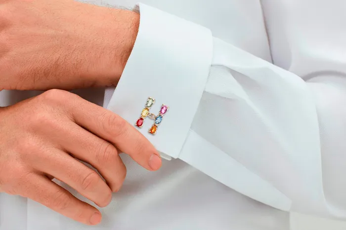 Necklaces Albert Hern Cufflinks Letter H Initial 18kt Gold