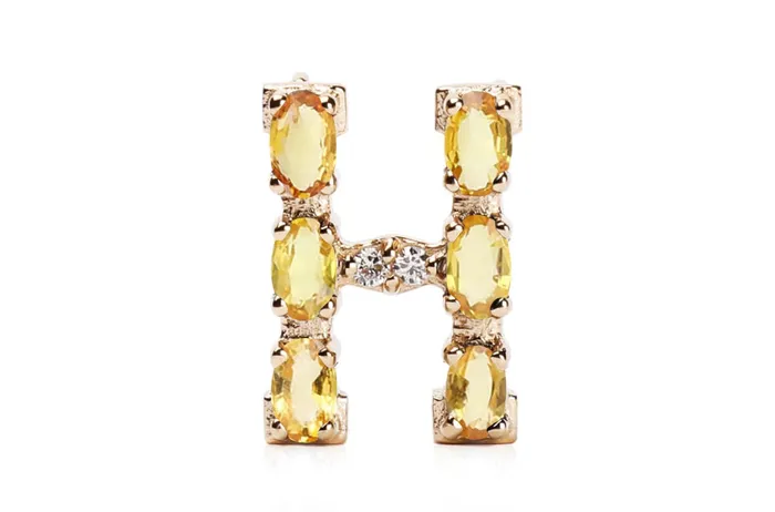 Necklaces Albert Hern Cufflinks Letter H Initial 18kt Gold