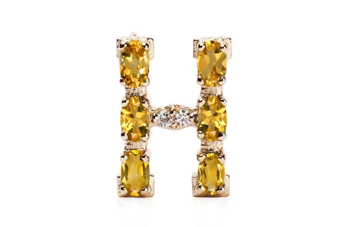 Necklaces Albert Hern Cufflinks Letter H Initial 18kt Gold