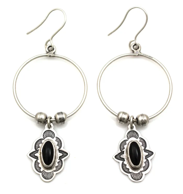 Onyx Charm Pueblo Earrings Don Lucas Earrings