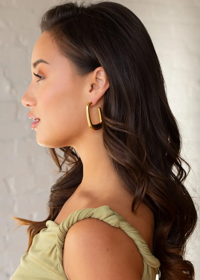 panacheaccessories Luxe Gold Bubble Rectangle Hoops PreStyled Sets