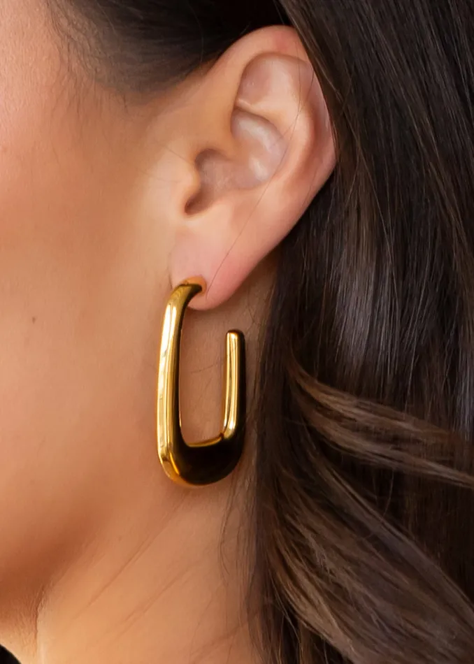 panacheaccessories Luxe Gold Bubble Rectangle Hoops PreStyled Sets panacheaccessories Luxe Gold Bubble Rectangle Hoops PreStyled Sets