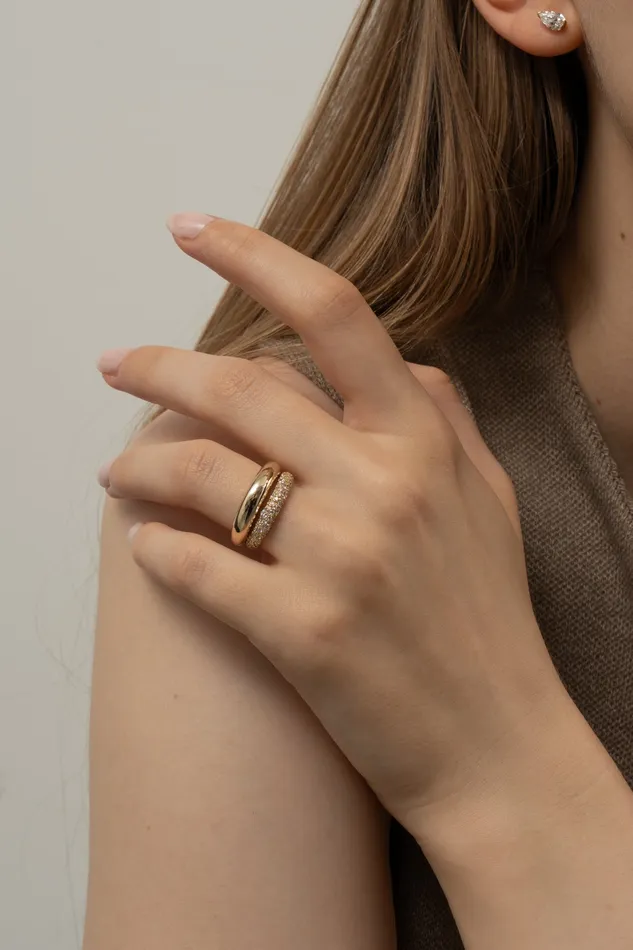 PRMAL Rings Mixture Pave Dome Ring PRMAL Rings Mixture Pave Dome Ring