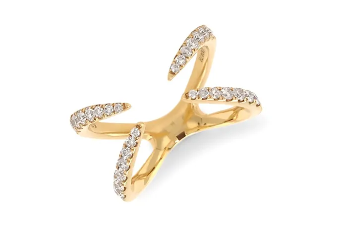 Ring 18kt Gold X Claw with Diamonds Albert Hern Rings