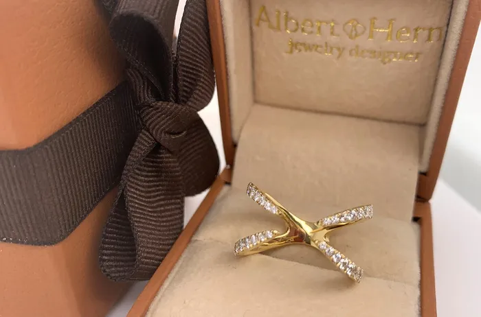 Ring 18kt Gold X Claw with Diamonds Albert Hern Rings