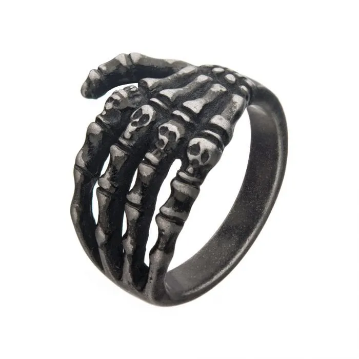 Rings INOX JEWELRY Antiqued Silver Tone Stainless Steel Skeleton Head Ring Rings INOX JEWELRY Antiqued Silver Tone Stainless Steel Skeleton Head Ring