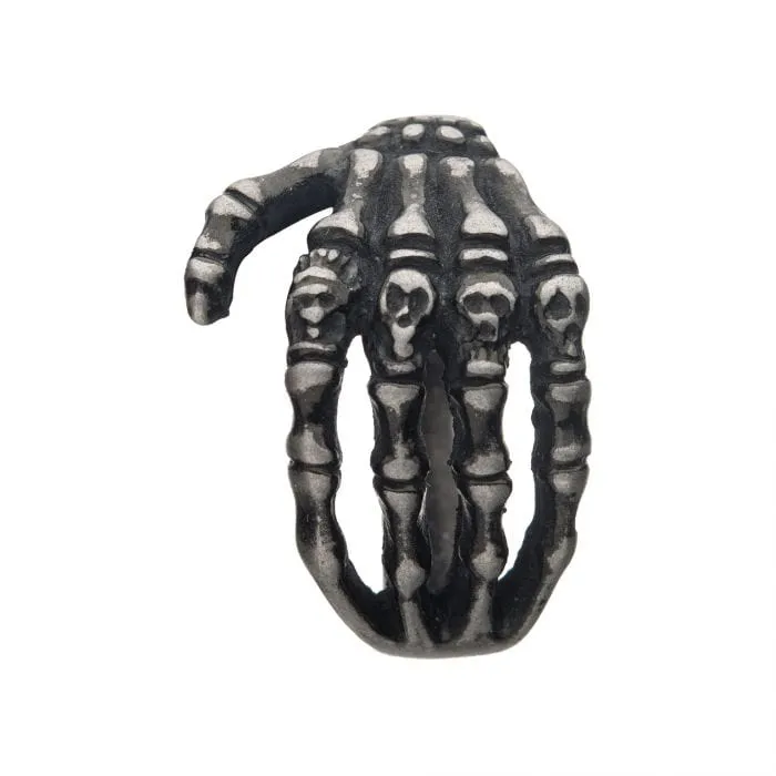 Rings INOX JEWELRY Antiqued Silver Tone Stainless Steel Skeleton Head Ring