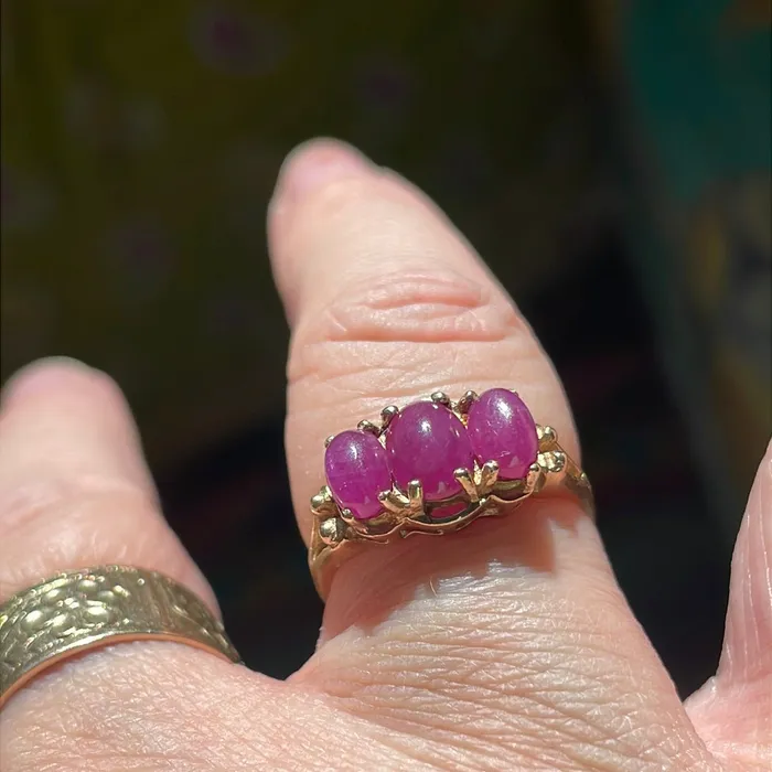 Rings Vintage Paris Jewelry Ruby Trilogy Ring 9k Gold Vintage Rings Vintage Paris Jewelry Ruby Trilogy Ring 9k Gold Vintage