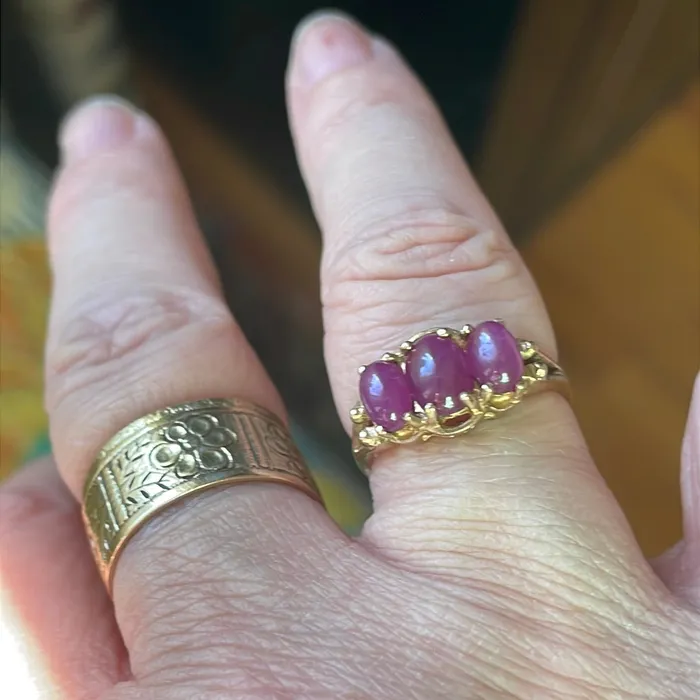 Rings Vintage Paris Jewelry Ruby Trilogy Ring 9k Gold Vintage Rings Vintage Paris Jewelry Ruby Trilogy Ring 9k Gold Vintage