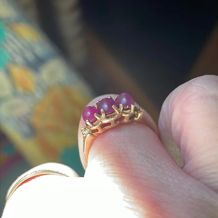 Rings Vintage Paris Jewelry Ruby Trilogy Ring 9k Gold Vintage Rings Vintage Paris Jewelry Ruby Trilogy Ring 9k Gold Vintage