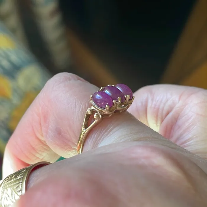 Rings Vintage Paris Jewelry Ruby Trilogy Ring 9k Gold Vintage Rings Vintage Paris Jewelry Ruby Trilogy Ring 9k Gold Vintage
