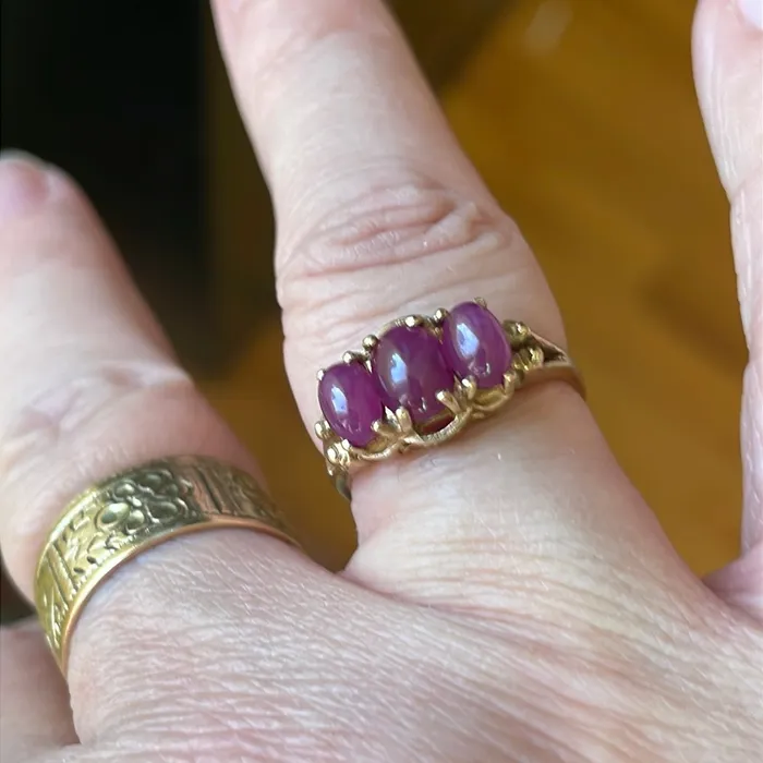 Rings Vintage Paris Jewelry Ruby Trilogy Ring 9k Gold Vintage Rings Vintage Paris Jewelry Ruby Trilogy Ring 9k Gold Vintage